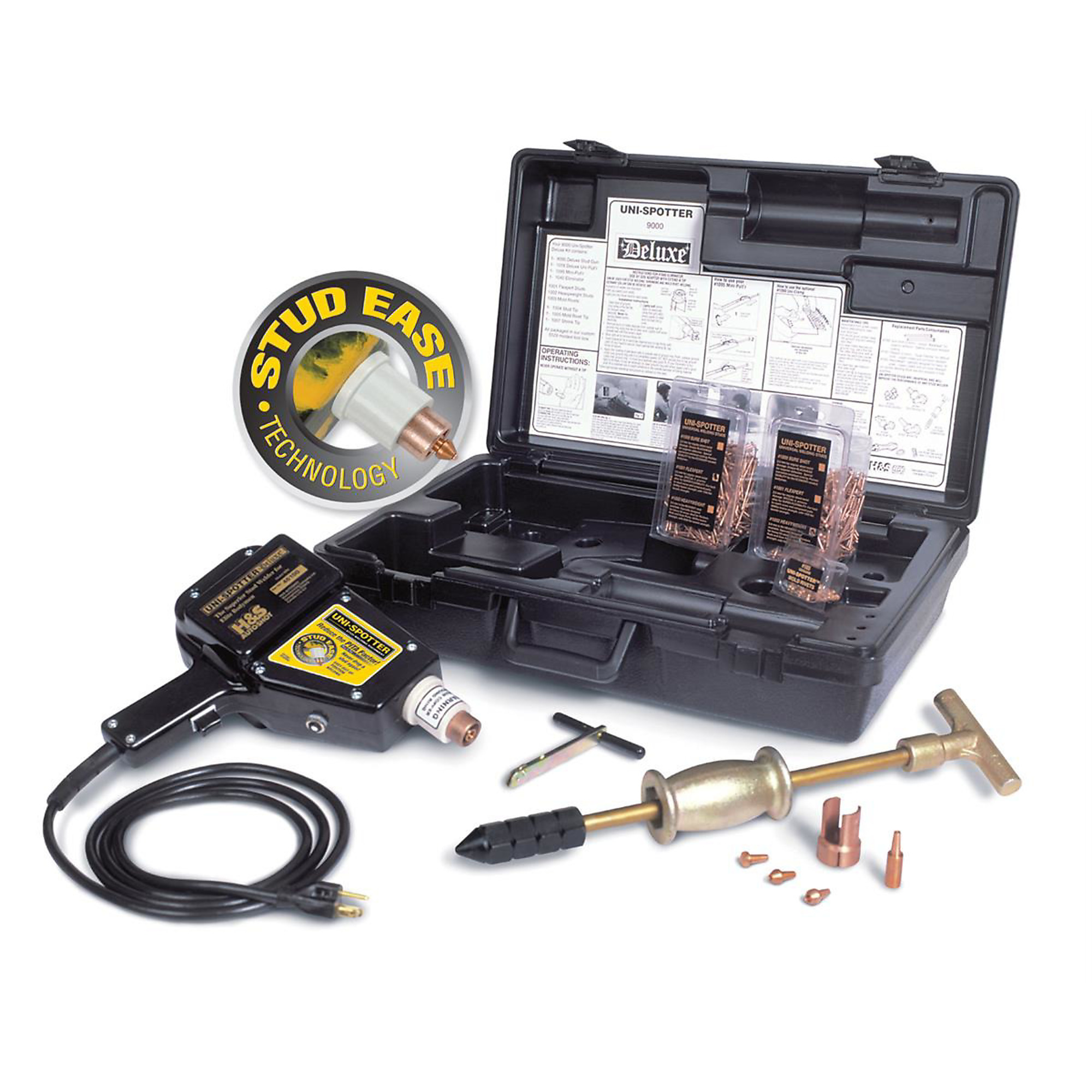 H&S AutoShot Uni-Spotter Deluxe Spot Weld Kit — 2500 Amps, 10-Piece, Magnetic Chuck, Model# HSA9000